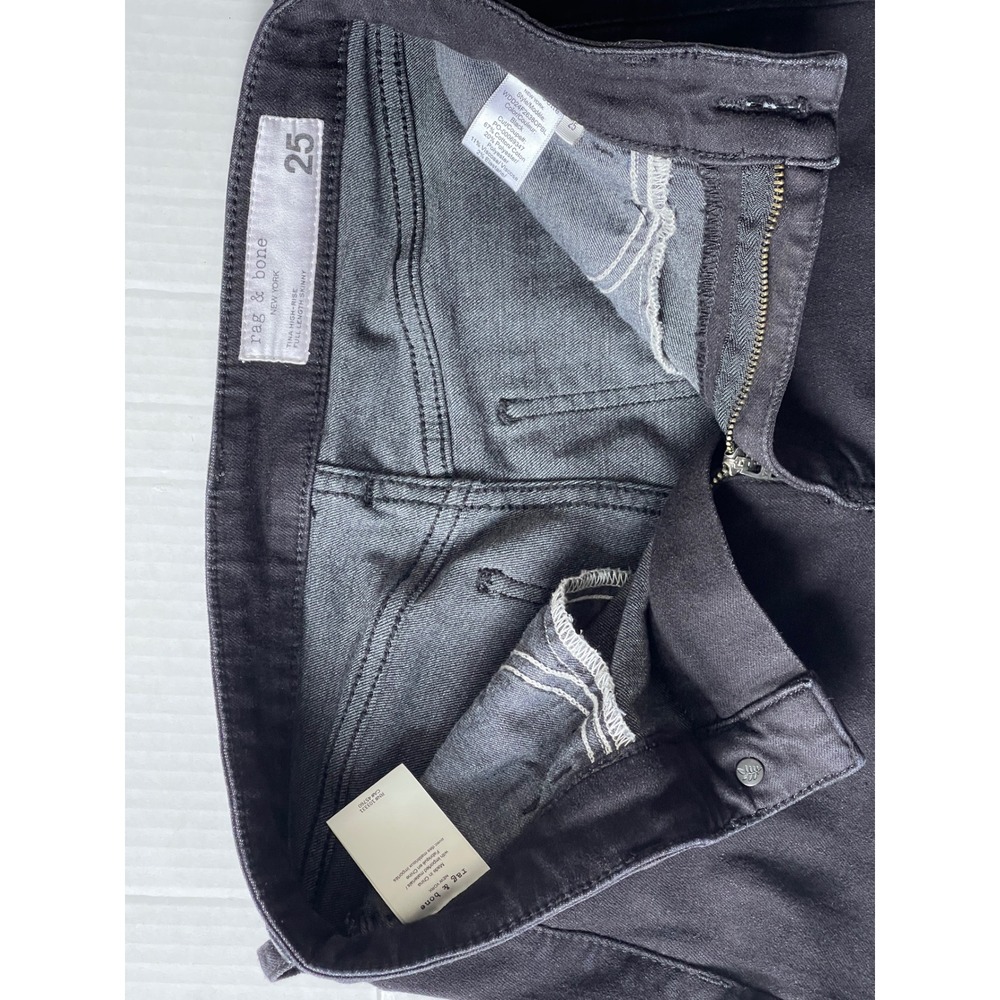 Rag and Bone High Rise Skinny Jeans Black Stretch Denim Size 25‎ - Picture 13 of 13
